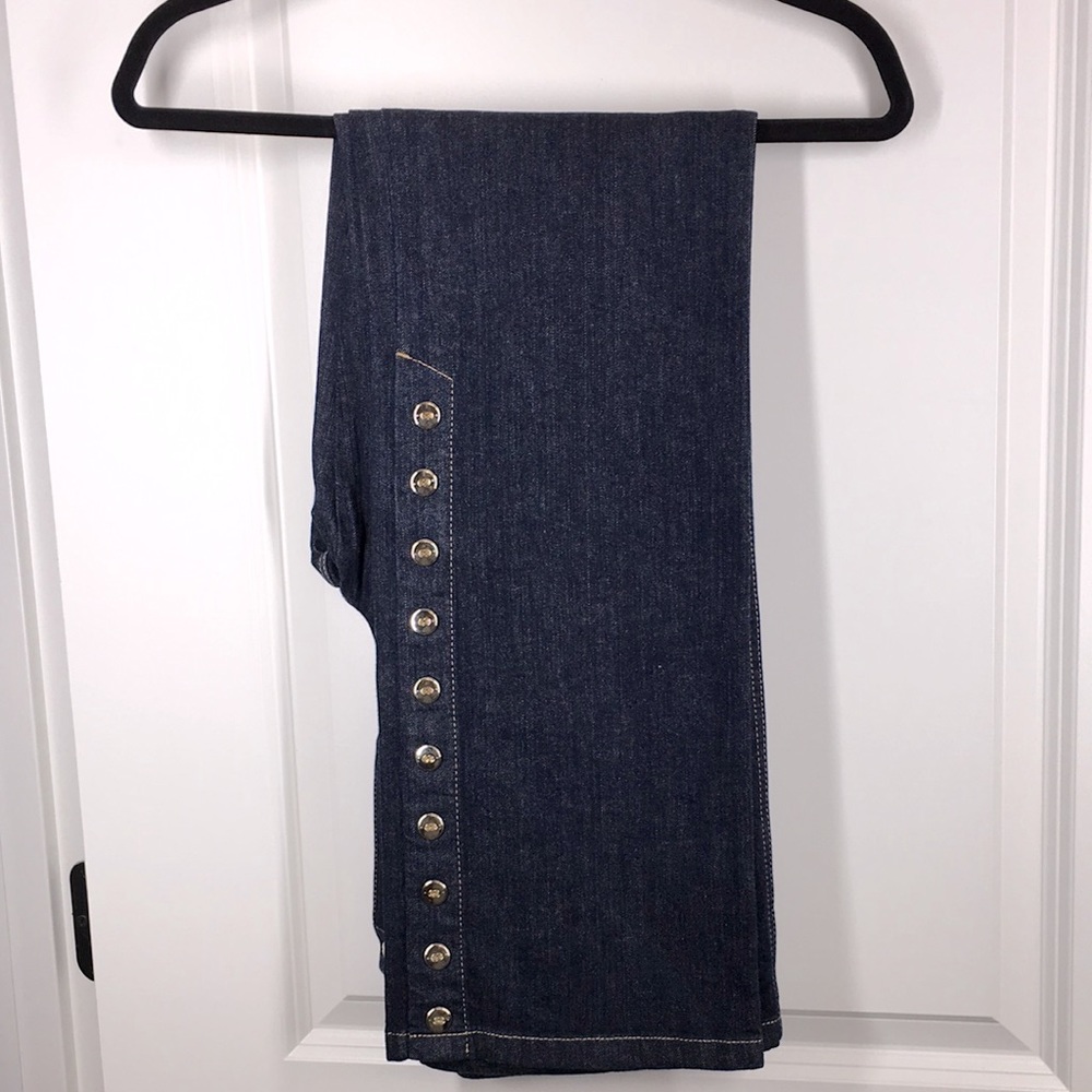 ESCADA 40 DARK Blue JEANS Snaps 10